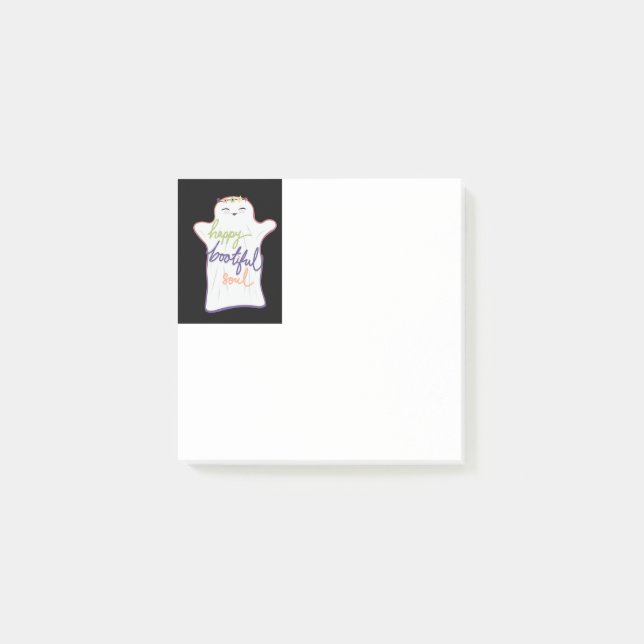 Cute Colourful Cartoon Ghost with Text Notepad (Front)
