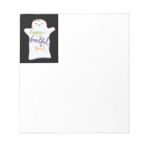 Cute Colourful Cartoon Ghost with Text Notepad