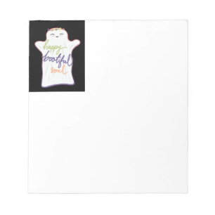 Cute Colourful Cartoon Ghost with Text Notepad