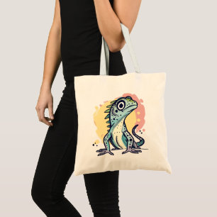 Cute colourful cartoon lizard decoration tote bag