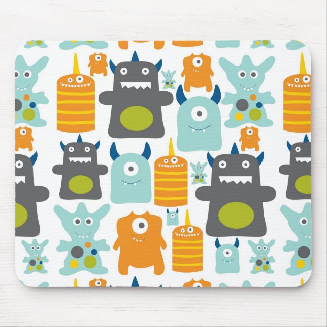 Cute colourful cartoon monsters mousepad (Front)