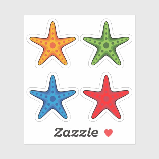 Cute Colourful Cartoon Starfish Set (Sheet)