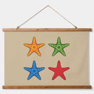 Cute Colourful Cartoon Starfish Set Hanging Tapestry