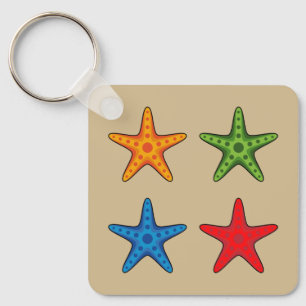 Cute Colourful Cartoon Starfish Set Key Ring