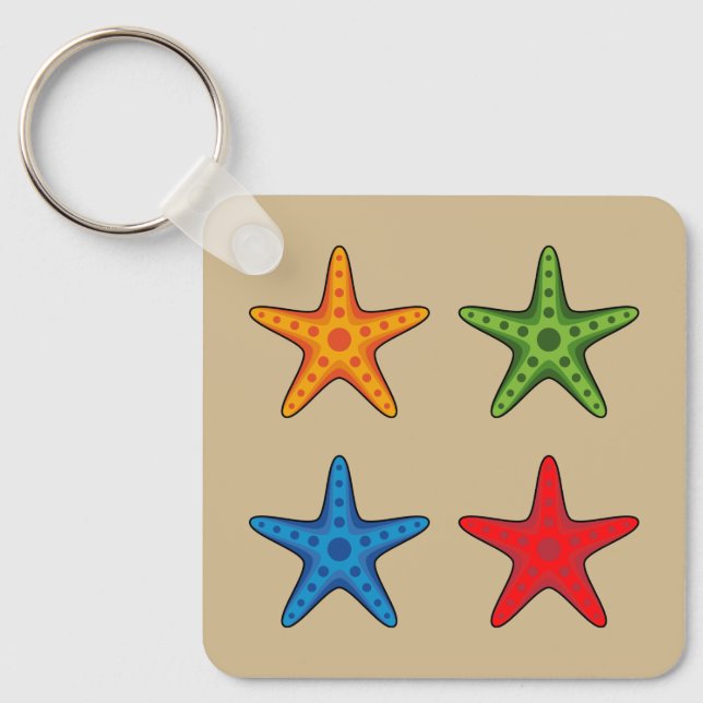 Cute Colourful Cartoon Starfish Set Key Ring (Front)