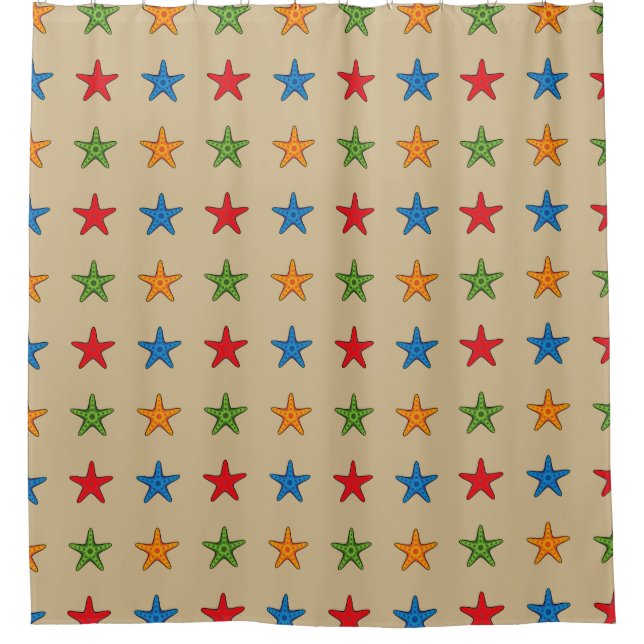 Cute Colourful Cartoon Starfish Set Shower Curtain (Front)