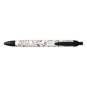 cute colourful cat black ink pen