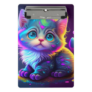 Cute Colourful Cat Digital Artwork-79827 Mini Clipboard