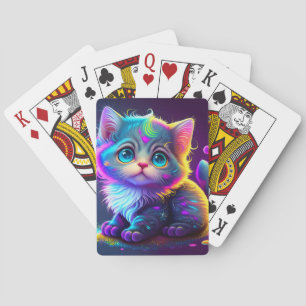 Cute Colourful Cat Digital Artwork-79827 Playing Cards