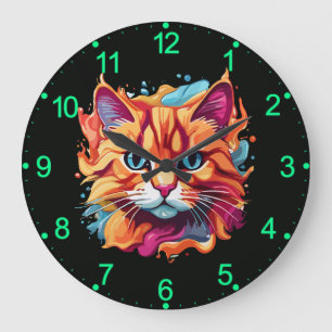 Cute Colourful Cat Face-87002 Large Clock