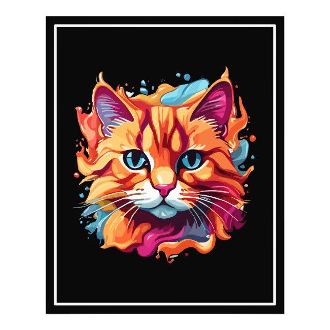  Cute Colourful Cat Face-87002 Photo Print (Front)