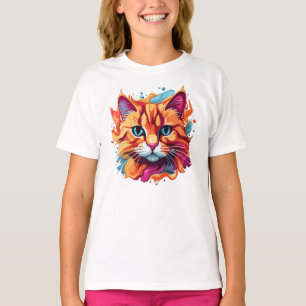 Cute Colourful Cat Face-87002 T-Shirt