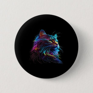 Cute Colourful Cat For Kitten Lovers Art Kitty Cat 6 Cm Round Badge