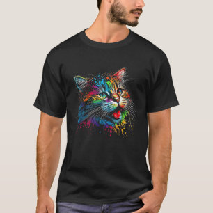 Cute Colourful Cat for Women's Girls Men Boys Cat T-Shirt