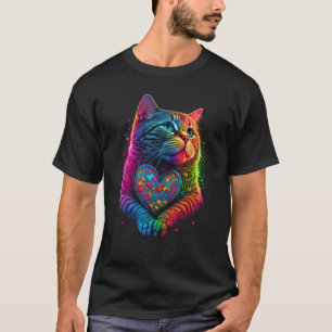 Cute Colourful Cat for Women's Girls Men Boys for  T-Shirt