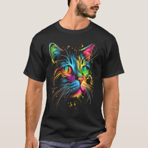 Cute Colourful Cat for Women's Girls Men Kids T-Shirt