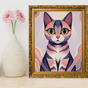 Cute Colourful Cat, Fun Chic, Pet Poster