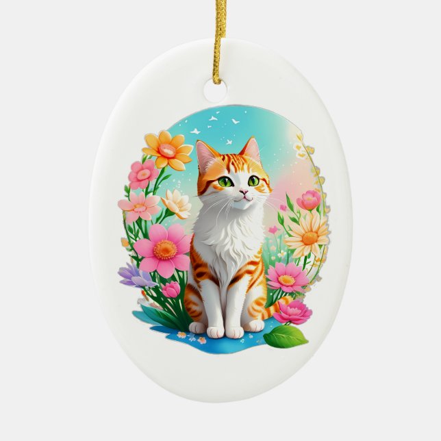 Cute Colourful Cat Ornament (Front)
