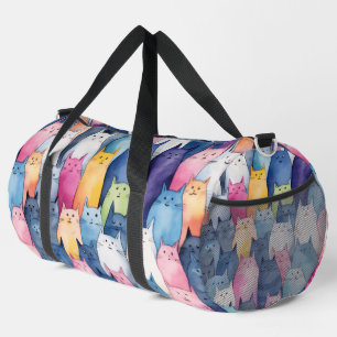 Cute Colourful Cat Pattern Duffle Bag