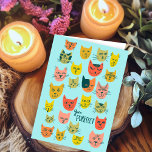 Cute colourful cat pattern HAPPY BIRTHDAY CUSTOM Card<br><div class="desc">Hand made card for you! Customise with your own text on the front and inside the card. Check my shop for lots more colours and designs!</div>
