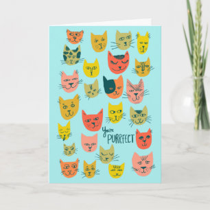 Cute colourful cat pattern HAPPY VALENTINES CUSTOM Card