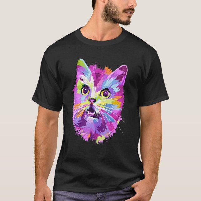 Cute Colourful Cat T-Shirt (Front)