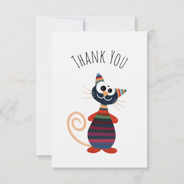 Cute colourful cat thank you card (Front)