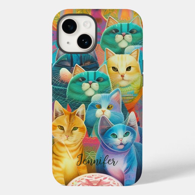 Cute colourful cats Case-Mate iPhone case (Back)