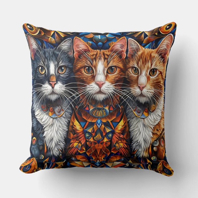 Cute colourful cats cushion (Front)