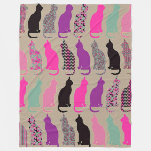 Cute Colourful Cats Fleece Blanket