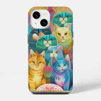 Cute colourful cats iPhone 14 case