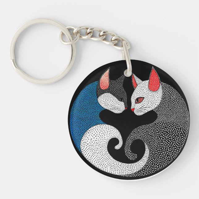 Cute colourful cats key ring (Front)
