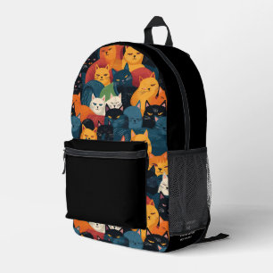 Cute Colourful cats pattern custom name Printed Backpack