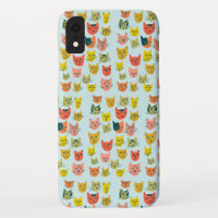 Cute colourful cats pattern on blue