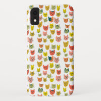 Cute colourful cats pattern on white