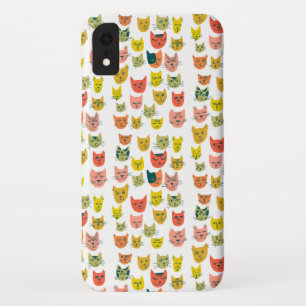 Cute colourful cats pattern on white Case-Mate iPhone case
