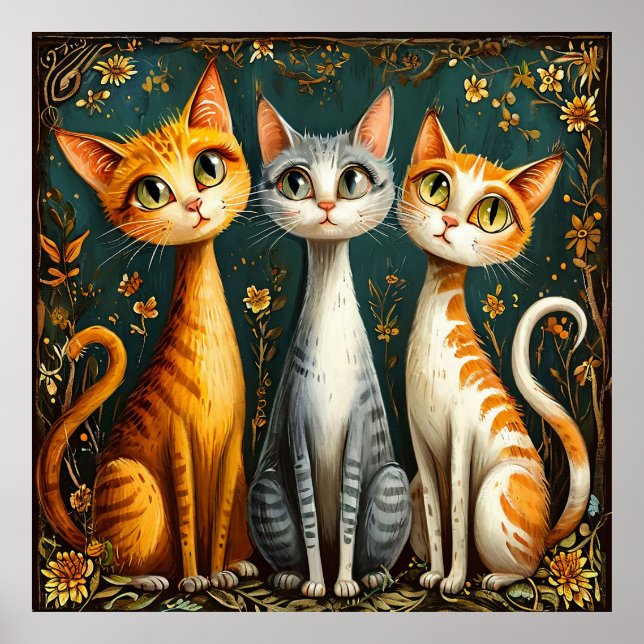 Cute colourful cats poster (Front)