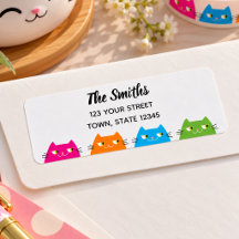 Cute Colourful Cats Return Address