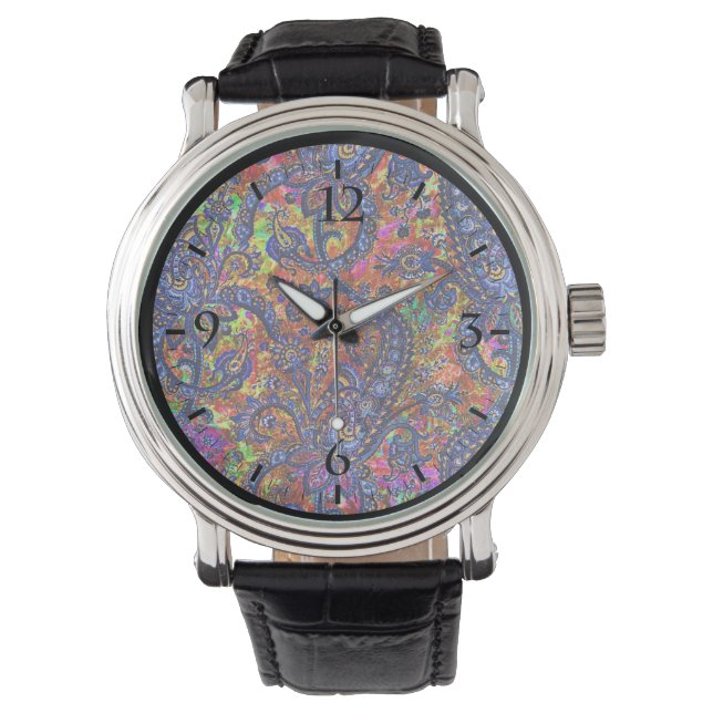 Cute colourful chakra pattern checkbook cover watch (Front)
