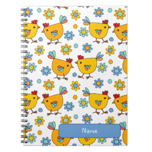 Cute Colourful chickens and flowers Notebook