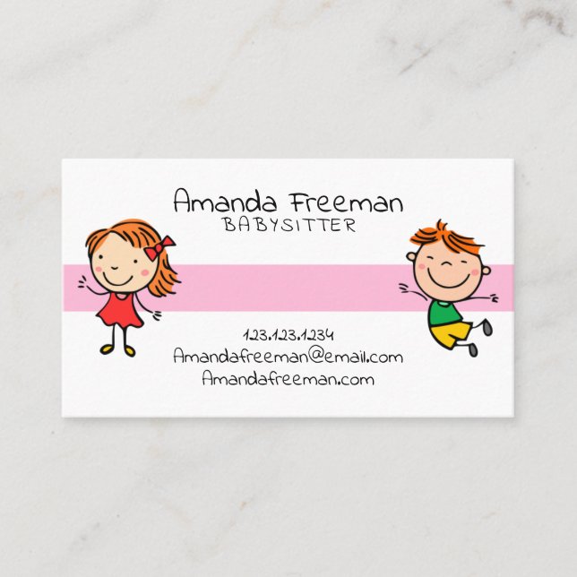 Cute Colourful Children Childcare and Babysitting Business Card (Front)