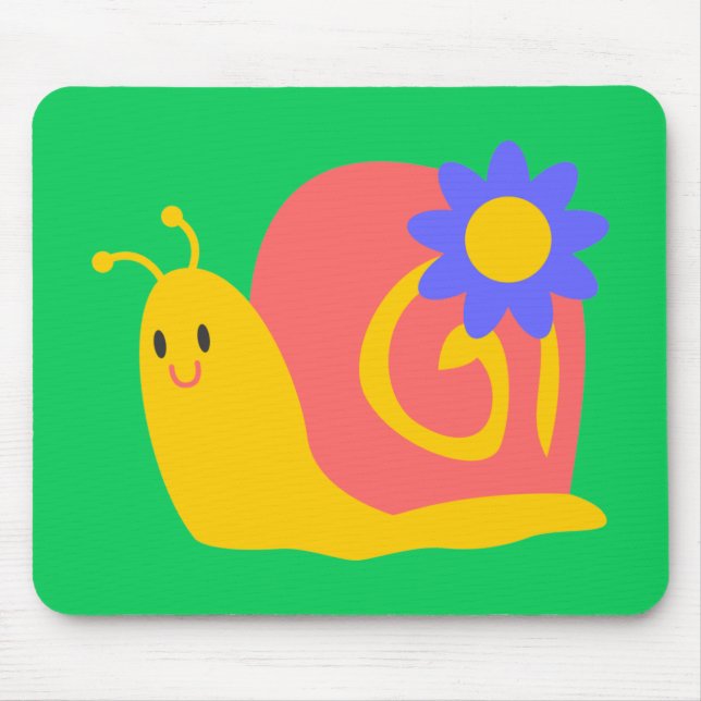 Cute colourful children's snail design mouse pad (Front)