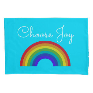 Cute Colourful Choose Joy inspirational Rainbow Pillowcase