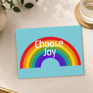 Cute Colourful Choose Joy Inspirational Rainbow Postcard