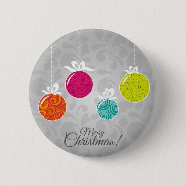 Cute colourful Christmas bauble decorations 6 Cm Round Badge (Front)