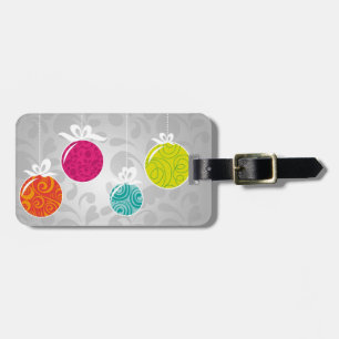 Cute colourful Christmas bauble decorations Luggage Tag
