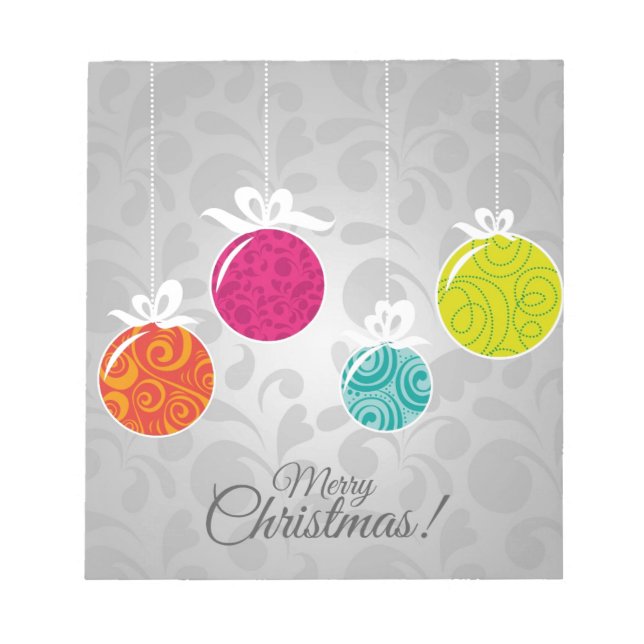 Cute colourful Christmas bauble decorations Notepad (Front)