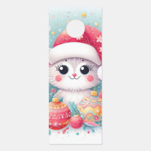 Cute, Colourful Christmas cat Door Hanger