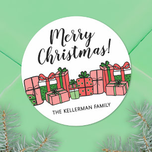 Cute Colourful Christmas Classic Round Sticker