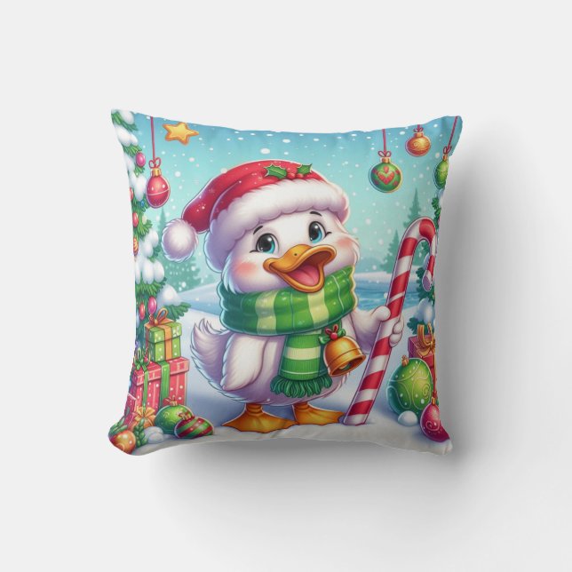 Cute Colourful Christmas duck Cushion (Front)
